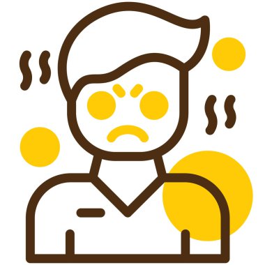 Baş ağrısı ikonu olan adam, vektör illüstrasyonu