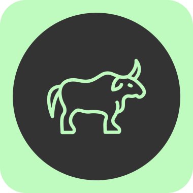 Boğa yassı simgesi, vektör illüstrasyonu