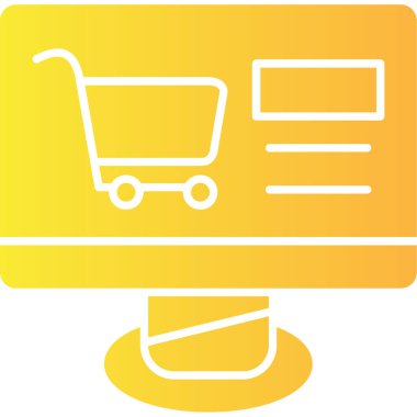 Alışveriş arabası çevrimiçi düz stil simgesi