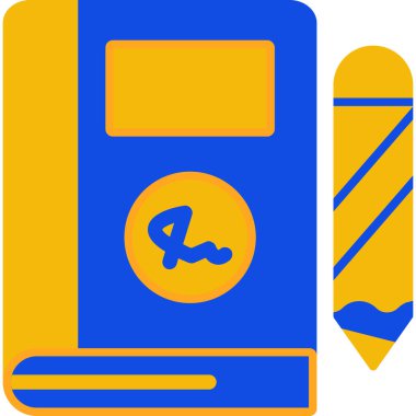 Bir kitap ve kalemin vektör çizimi