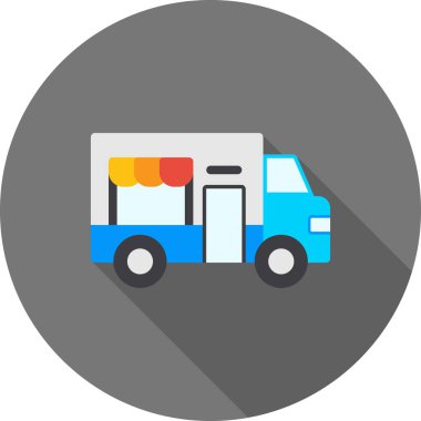 Otobüs Düz Vektör Simgesi.