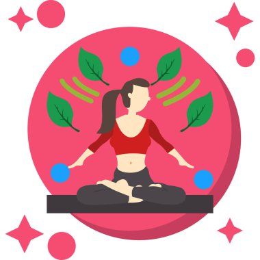 Lotus pozisyonunda yoga yapan bir kadın. vektör illüstrasyonu.