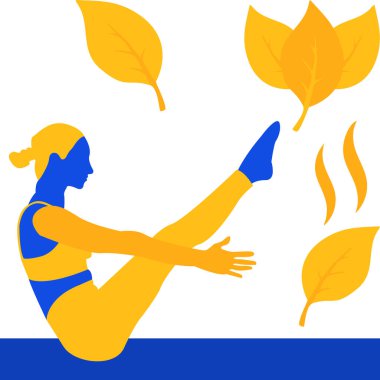 Yoga yapan bir kadın. Yoga pozu. vektör düz illüstrasyon.