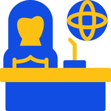 Bir sandalyenin mavi arkaplan ve beyaz arkaplan çizimi