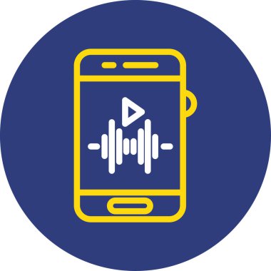 Müzik çalar simgesi, vektör illüstrasyonlu akıllı telefon