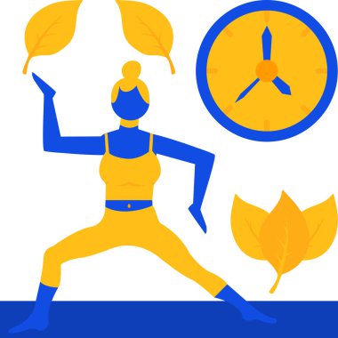 Saati olan genç bir kadının düz tasarımı. vektör illüstrasyonu.