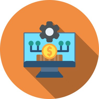 Bilgisayar & ağı için iş yönetimi düz simgesi