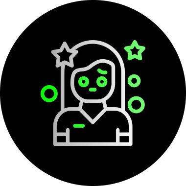 Yıldız simgesine sahip bir kadın soyut bir grupta izole edilmiş.