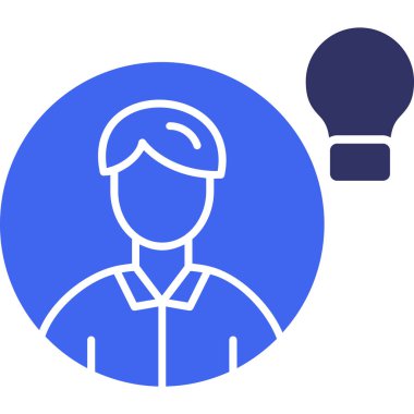 Fikir ikonu olan adam, vektör illüstrasyonu