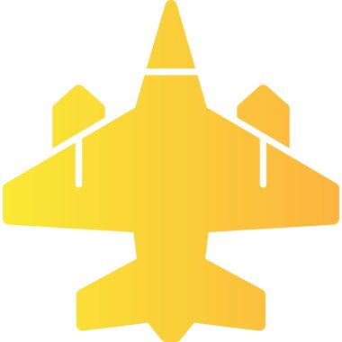 Sarı arkaplandaki beyaz düzlem simgesinin modern vektör çizimi.