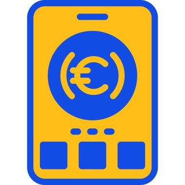 Avro cep telefonu simgesi. Web için euro telefon vektör simgelerinin düz çizimi