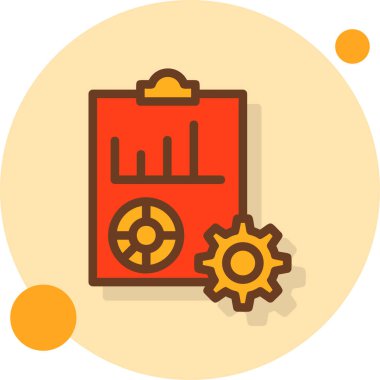 Grafik ve dişliler için iş yönetimi düz simgesi, düz vektör illüstrasyonu