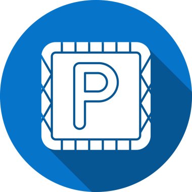 Park yeri ikonu. biçim düz yuvarlak sembol, kobalt ve cyan renkleri, yuvarlak açılı arkaplan