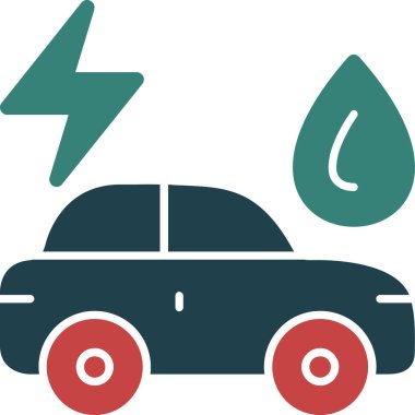 elektrikli araba simgesi, basit vektör illüstrasyonu