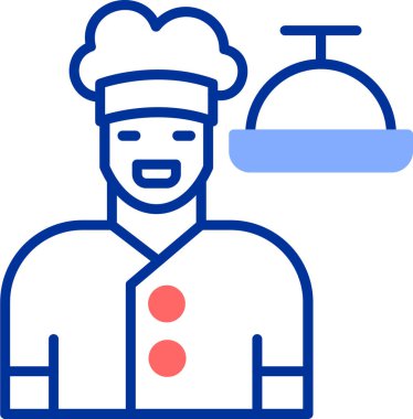 Yemek şefi ikon pişiriyor.