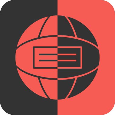 küresel iş vektör simgesi. Bu düz yuvarlak kare düğme kırmızı ve gri renkler kullanır ve beyaz arkaplanda izole edilir.