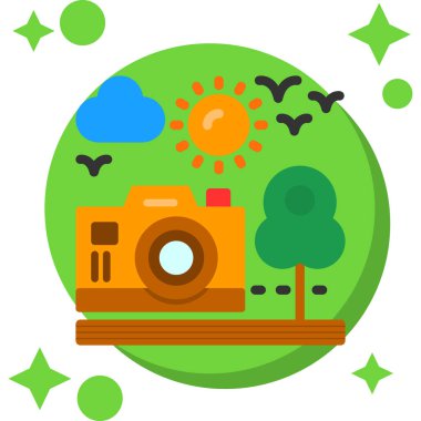 Kameranın vektör simgesi, düz biçim