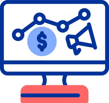 Pazarlama iş simgesi, basit vektör illüstrasyonu