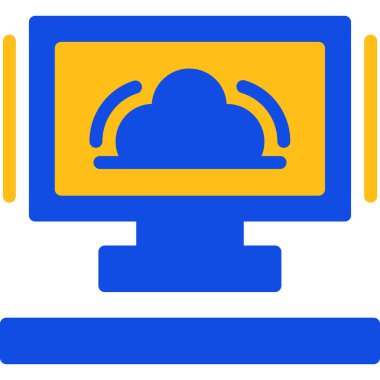 bulut bilgisayar dizüstü simgesi - taslak biçimi