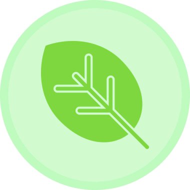 Beyaz arkaplanda yeşil çizgi yaprağı simgesi izole edildi. Çevre burcu. taze yeşil ürün sembolü. Yeşil daire düğmesi. vektör illüstrasyonu