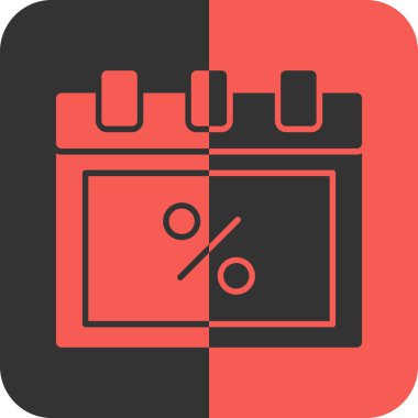 Siyah ve kırmızı bir ikonun vektör çizimi. Siyah ve kırmızı renkli yüzde indirimli işaret.