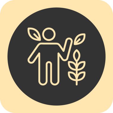 Elinde bitki ve kadın olan insanların vektör çizimi