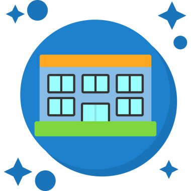 Bina simgesi ve vektör illüstrasyonu beyaz arkaplanda izole edildi