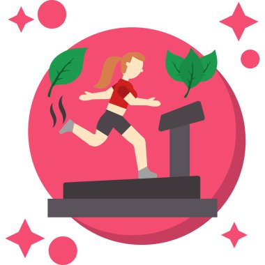 Egzersiz ve çalışan vektör illüstrasyonlu fitness kızı