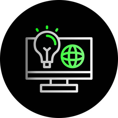 Dünya simgesi, vektör illüstrasyonlu bilgisayar monitörü