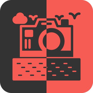 Fotoğraf makinesi fotoğrafçılık simgesi - beyaz üzerine izole edilmiş gölge biçimi