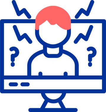 Soru simgesi ve vektör illüstrasyonlu dizüstü bilgisayar