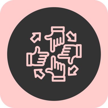 Bir simgeyi tutan elin vektör illüstrasyonu