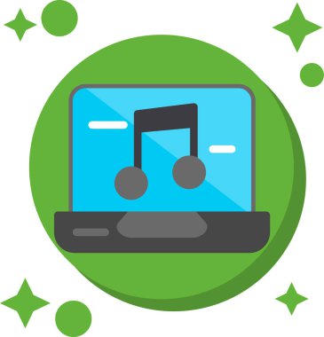 Beyaz arkaplanda müzik simgesi, vektör illüstrasyonlu bilgisayar