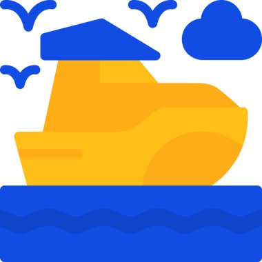 Tekne deniz ikonu düz stil