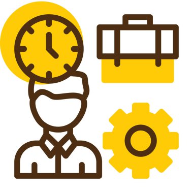 Zaman yönetimi simgesi seti. Beyaz arkaplanda izole edilmiş saat vektör simgelerinin düz çizimi