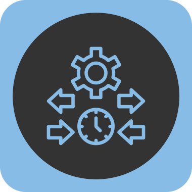 Dişli Tümleştirme yuvarlak kare vektör simgesi