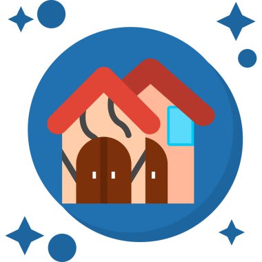 ev düz simgesi, vektör illüstrasyonu