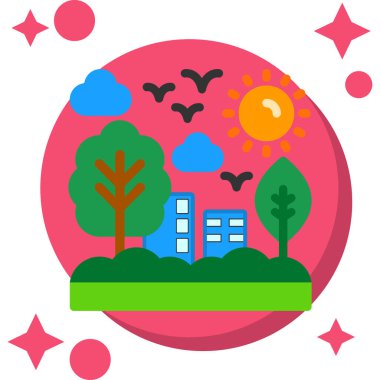 Ağaçlı güzel bir manzaranın vektör çizimi