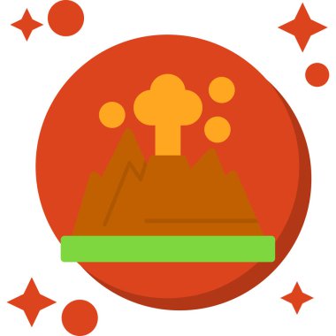 Volkan düz ikonu, vektör illüstrasyonu