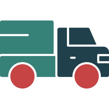 dağıtım kamyonu düz vektör simgesi