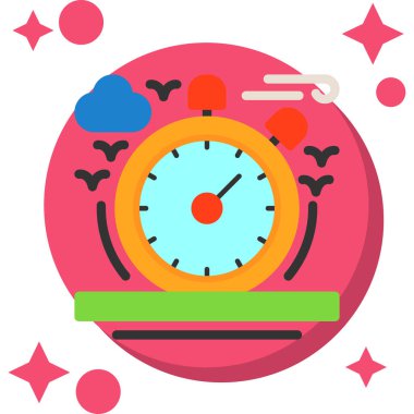 Saat düz simgesi, vektör illüstrasyonu