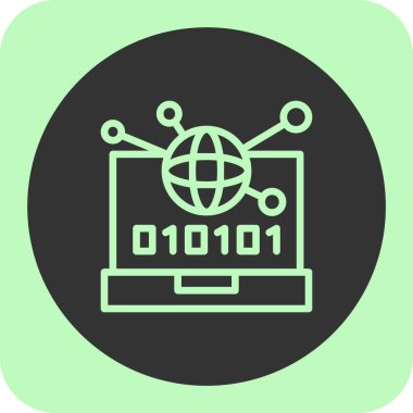 Gri arkaplanda izole edilmiş düz modayı içeren ikili kod simgesi.