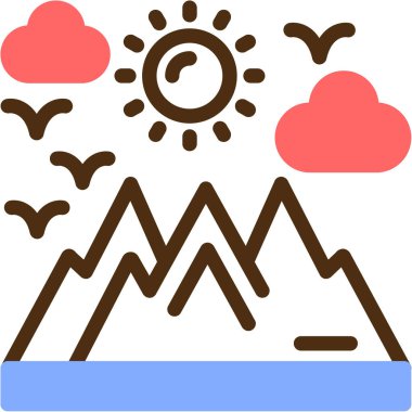 Güneş dağı simgesi dolgulu ana hatlar biçiminde