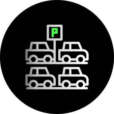 park işareti simgesi, siyah biçim izole