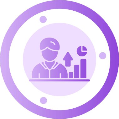 Beyaz arka planda bilgisayar ve sanal gerçeklik gözlüğü olan mor kasklı bir adamın vektör çizimi. Sanal konsept