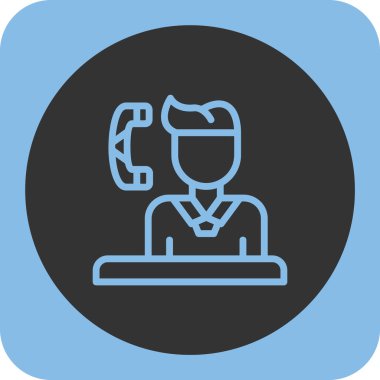 Çağrı merkezi simgesi. Bu düz vektör kare düğmesi gri renkleri, yuvarlak açıları ve beyaz arkaplanda izole edilmiş olanları kullanır..