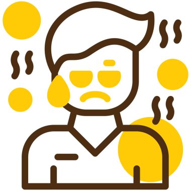 Sıcak soğuk ve sıcak ateş ikonu olan adam.