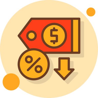 Düz stil iskonto yüzdesi simgesi