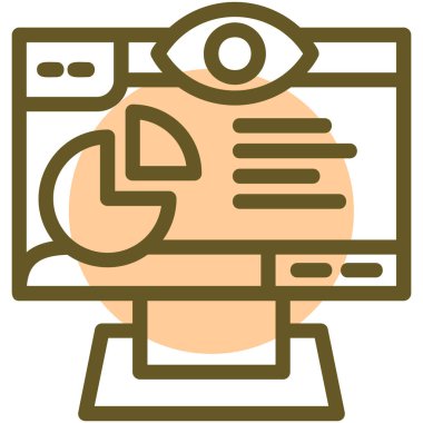 Bilgisayar monitörü. Web simgesi vektör illüstrasyonu