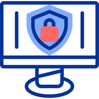 bilgisayar koruma web simgesi, basit vektör illüstrasyonu